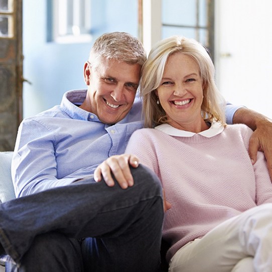 older couple smiling with dentures in Shelton